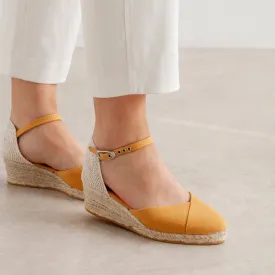 Girona Eco Canvas Vegan Espadrille Wedges - Yellow Tuscany