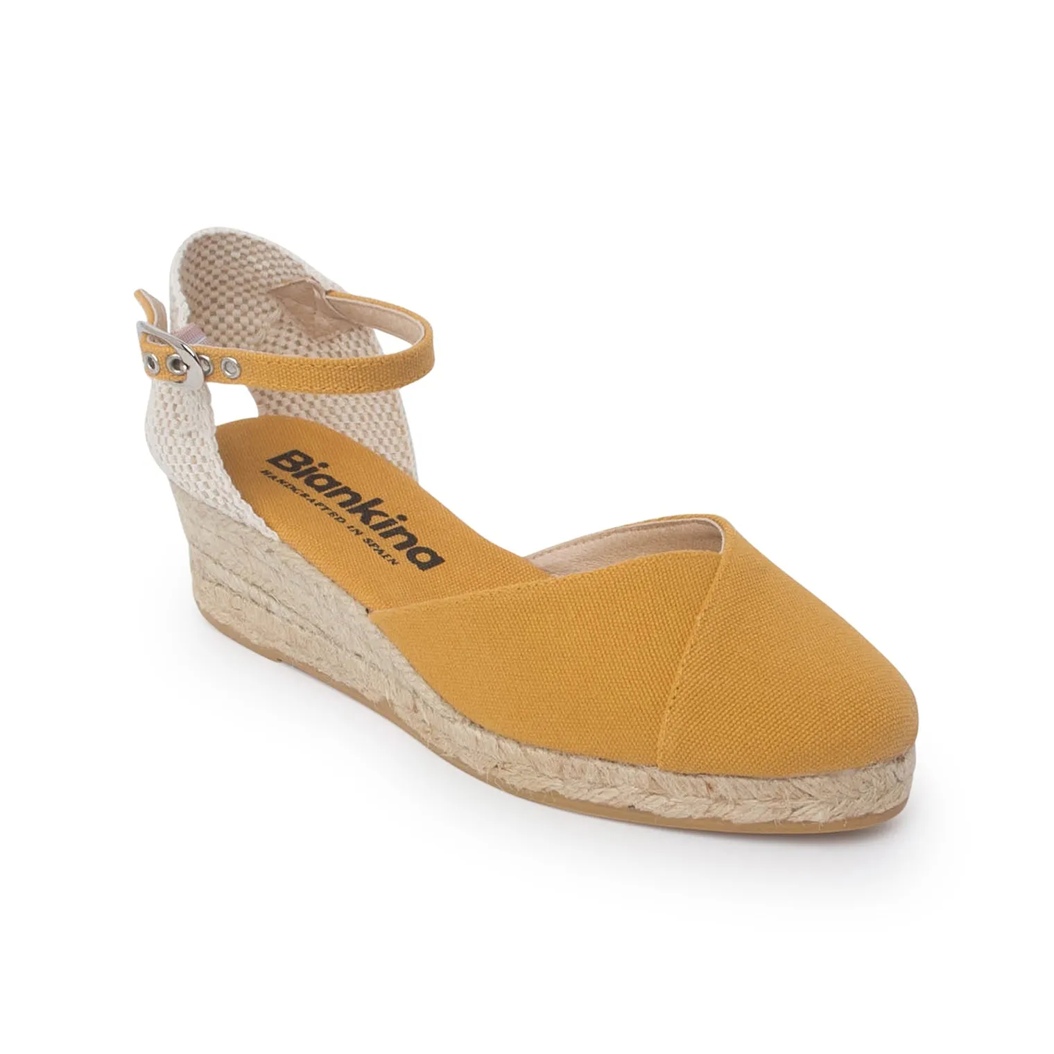 Girona Eco Canvas Vegan Espadrille Wedges - Yellow Tuscany