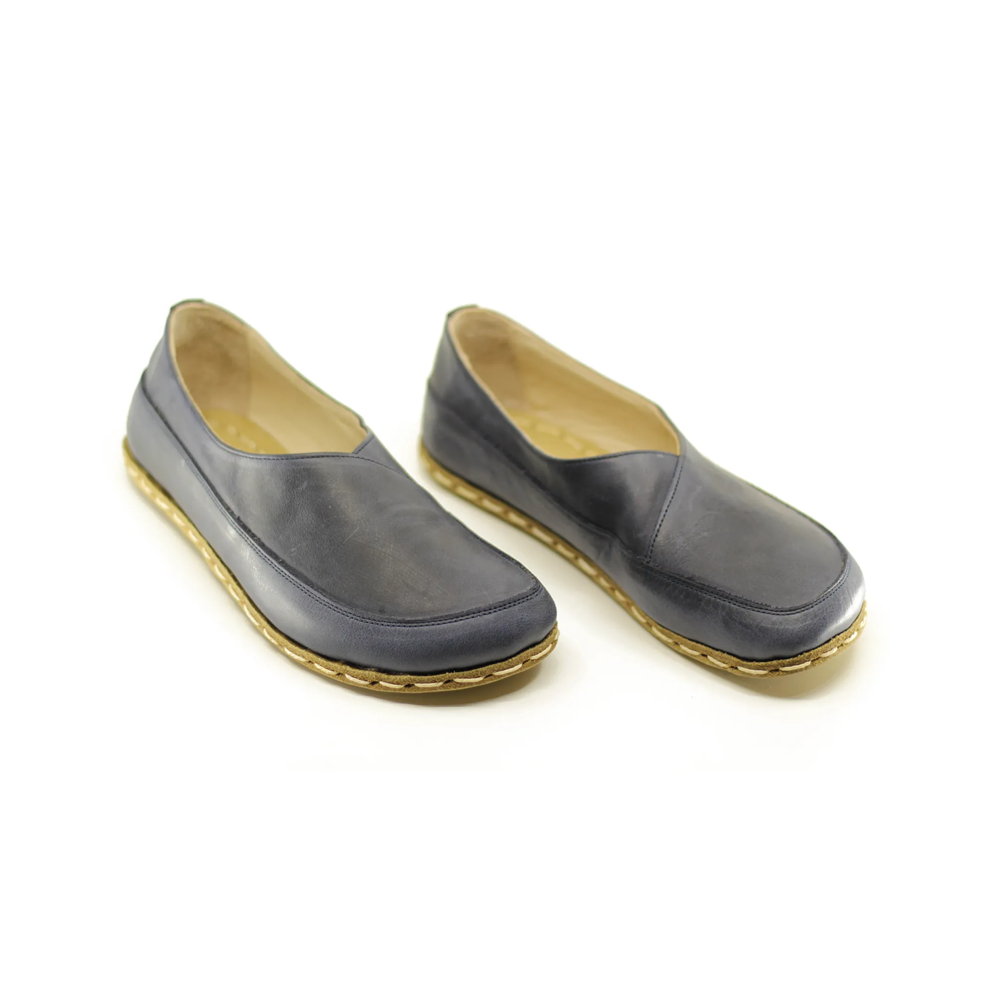 Handmade Barefoot Loafers for Women Navy Blue