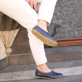 Handmade Barefoot Loafers for Women Navy Blue