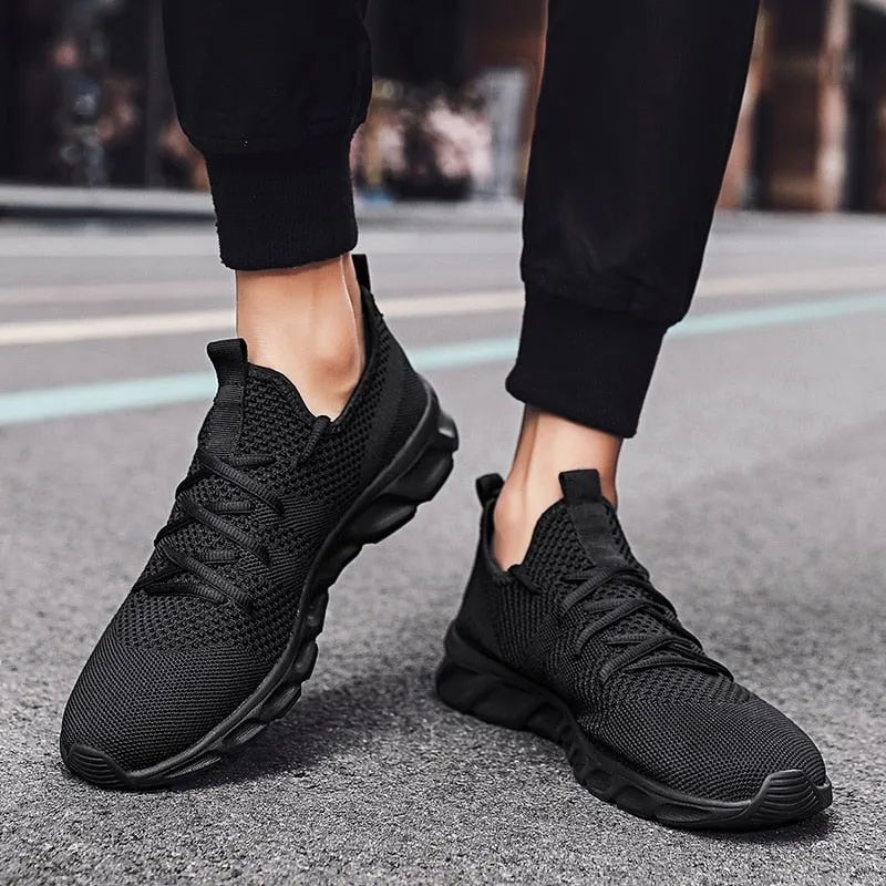 Hnzxzm Hot-selling Classic Casual Sneakers for Men's Mesh Breathable Elastic Lace Shoes Male Workout Sports Running Shoes 48