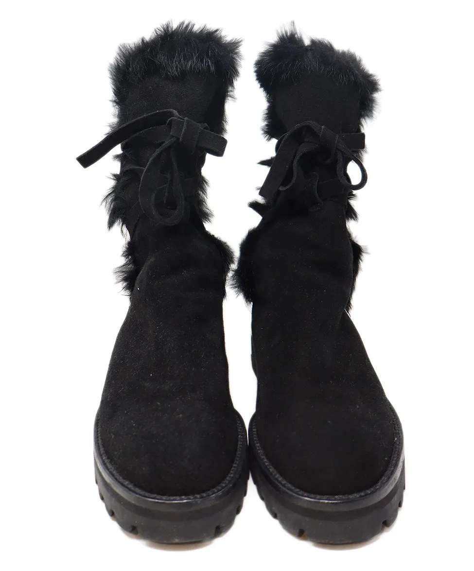 Ilga Black Suede & Fur Boots sz 9.5