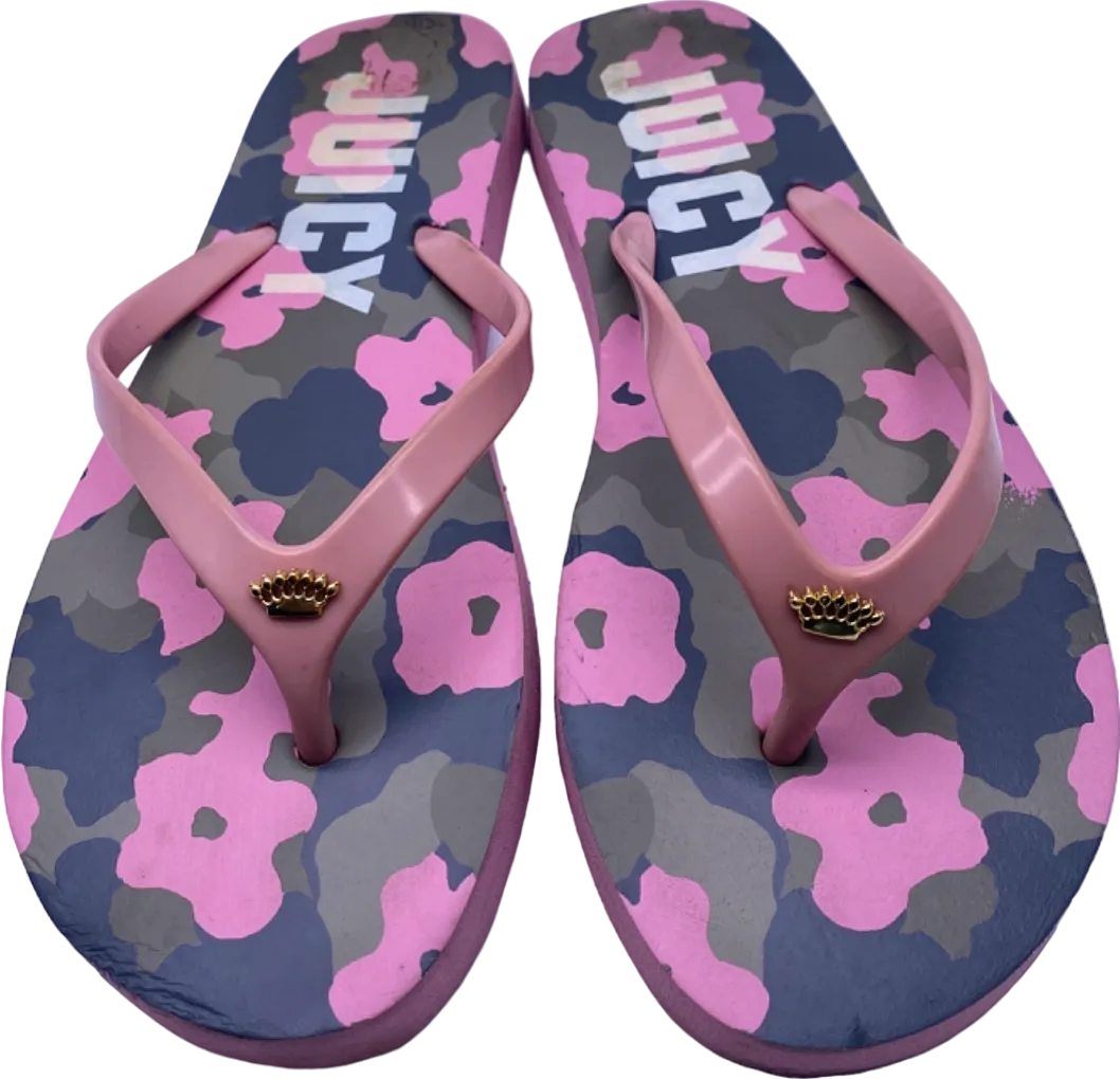 Juicy Couture Pink Camo Flip Flops UK Size 6