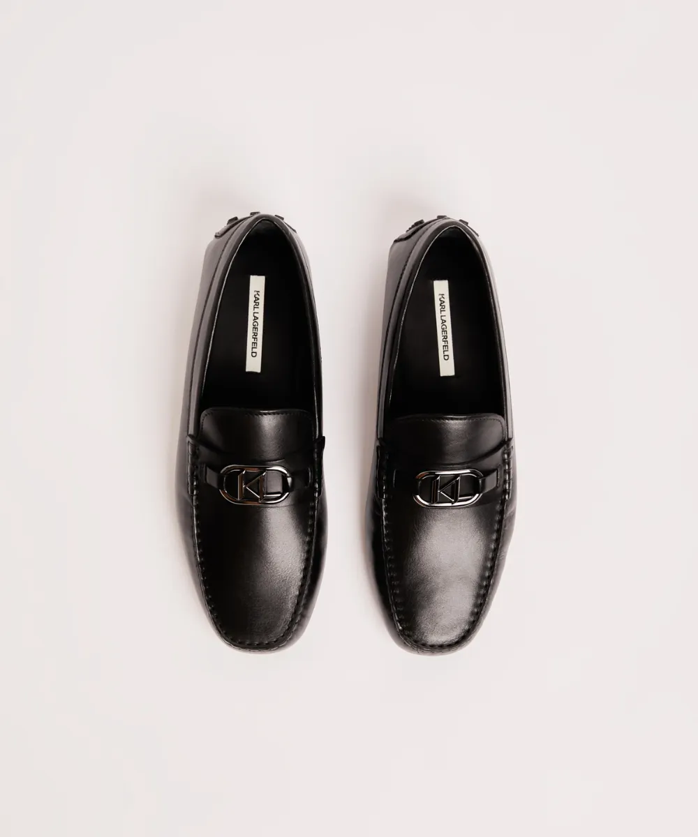 KARL LAGERFELD HAGAN KL BIT LOGO DRIVER LOAFERS