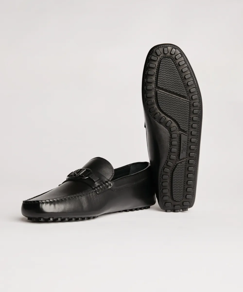 KARL LAGERFELD HAGAN KL BIT LOGO DRIVER LOAFERS