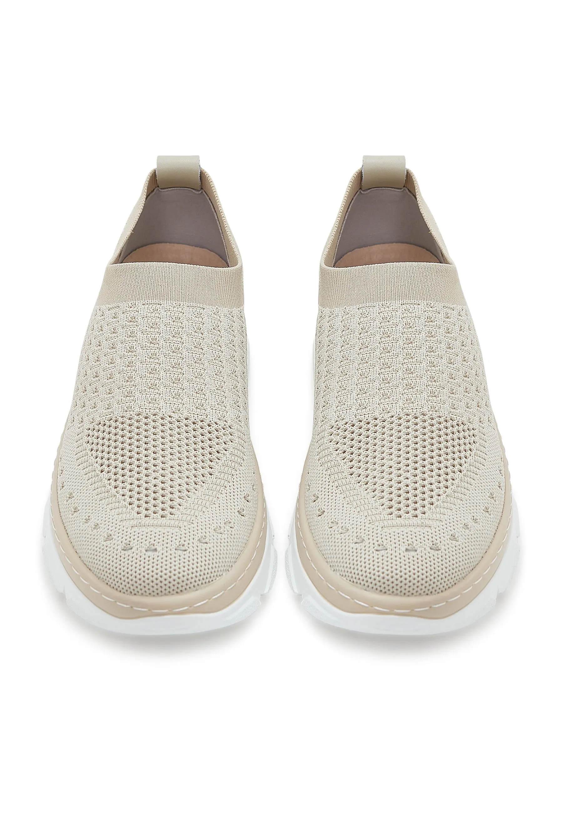 Knit Slip-On Sneakers - Beige