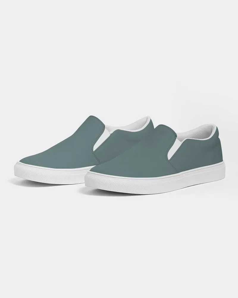 Medium Dark Blue Cool Green Slip-On Canvas Sneakers | Men's | Medium Dark Pale Pastel Blue Cool Green | C30M0Y15K60