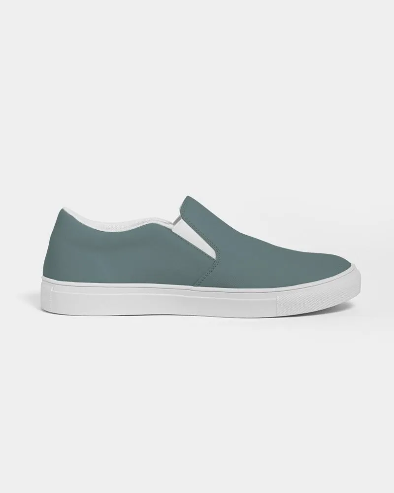 Medium Dark Blue Cool Green Slip-On Canvas Sneakers | Men's | Medium Dark Pale Pastel Blue Cool Green | C30M0Y15K60