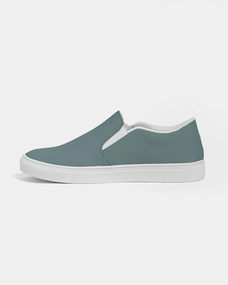 Medium Dark Blue Cool Green Slip-On Canvas Sneakers | Men's | Medium Dark Pale Pastel Blue Cool Green | C30M0Y15K60