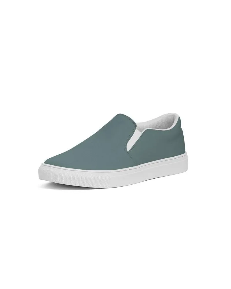 Medium Dark Blue Cool Green Slip-On Canvas Sneakers | Men's | Medium Dark Pale Pastel Blue Cool Green | C30M0Y15K60