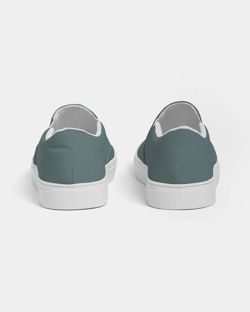 Medium Dark Blue Cool Green Slip-On Canvas Sneakers | Men's | Medium Dark Pale Pastel Blue Cool Green | C30M0Y15K60