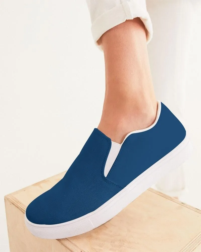 Medium Dark Blue Slip-On Canvas Sneakers | Women's | Medium Dark Pure Blue | C100M50Y0K60