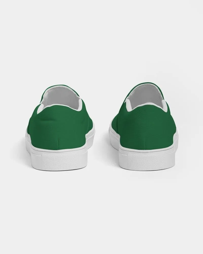 Medium Dark Green Slip-On Canvas Sneakers | Women's | Medium Dark Pure Green | C100M0Y100K60