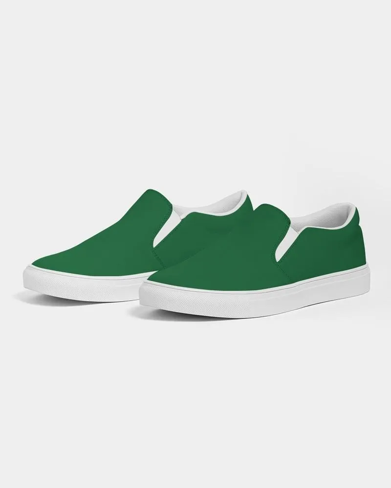 Medium Dark Green Slip-On Canvas Sneakers | Women's | Medium Dark Pure Green | C100M0Y100K60