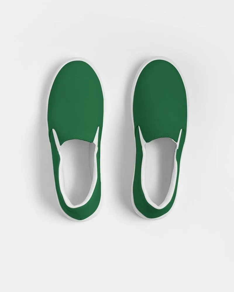 Medium Dark Green Slip-On Canvas Sneakers | Women's | Medium Dark Pure Green | C100M0Y100K60