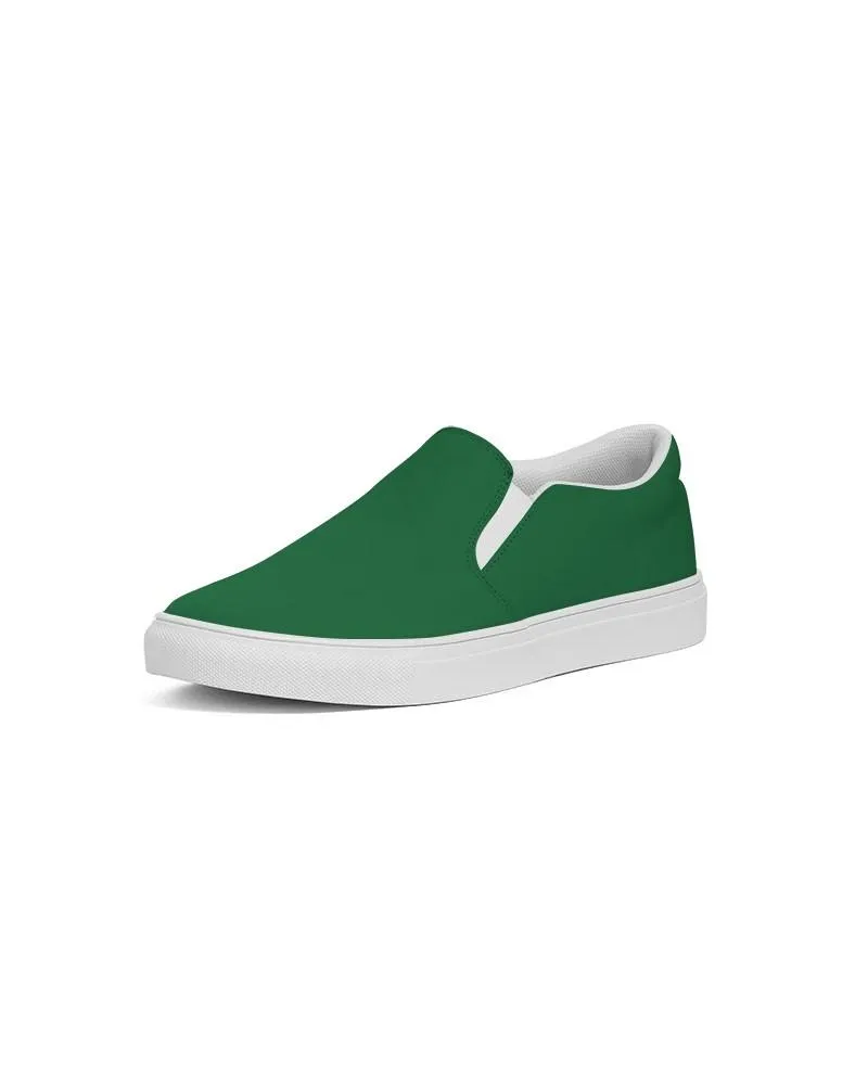 Medium Dark Green Slip-On Canvas Sneakers | Women's | Medium Dark Pure Green | C100M0Y100K60