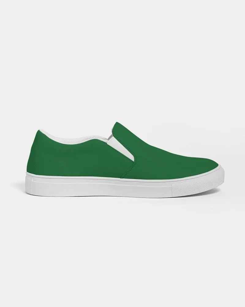 Medium Dark Green Slip-On Canvas Sneakers | Women's | Medium Dark Pure Green | C75M0Y100K60