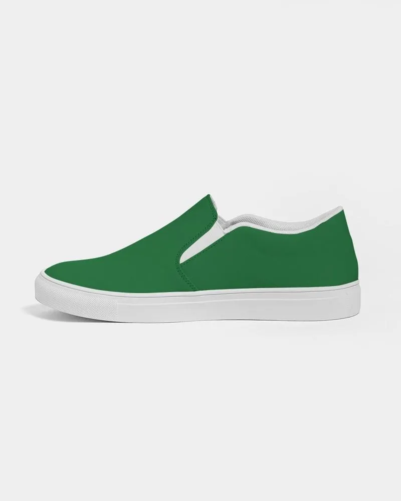 Medium Dark Green Slip-On Canvas Sneakers | Women's | Medium Dark Pure Green | C75M0Y100K60