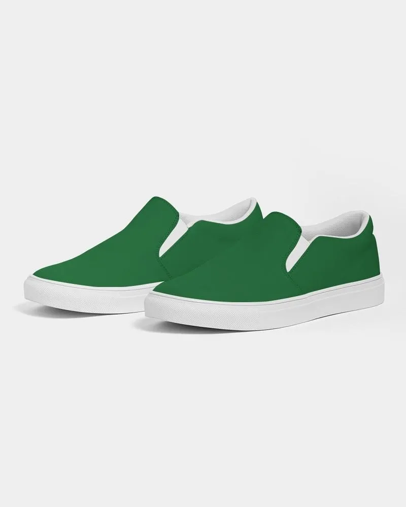 Medium Dark Green Slip-On Canvas Sneakers | Women's | Medium Dark Pure Green | C75M0Y100K60