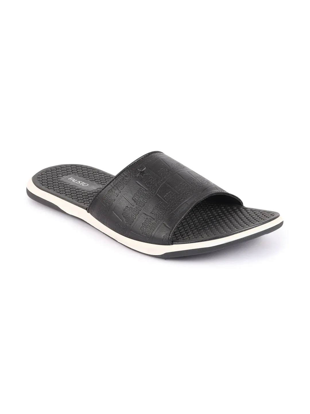 Men Black Open Toe Ultra Light Flexible Slip-On Slippers Flip-Flops