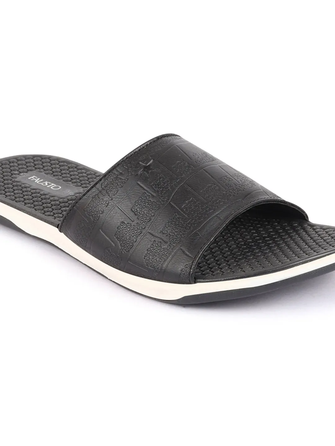 Men Black Open Toe Ultra Light Flexible Slip-On Slippers Flip-Flops