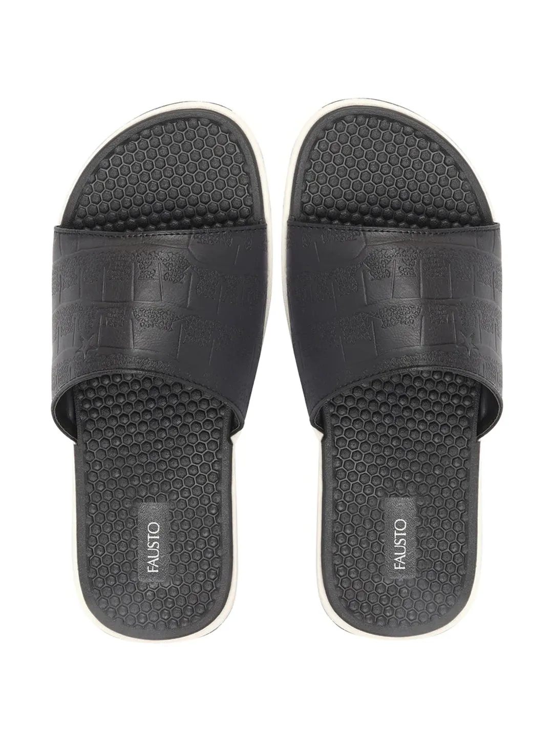 Men Black Open Toe Ultra Light Flexible Slip-On Slippers Flip-Flops