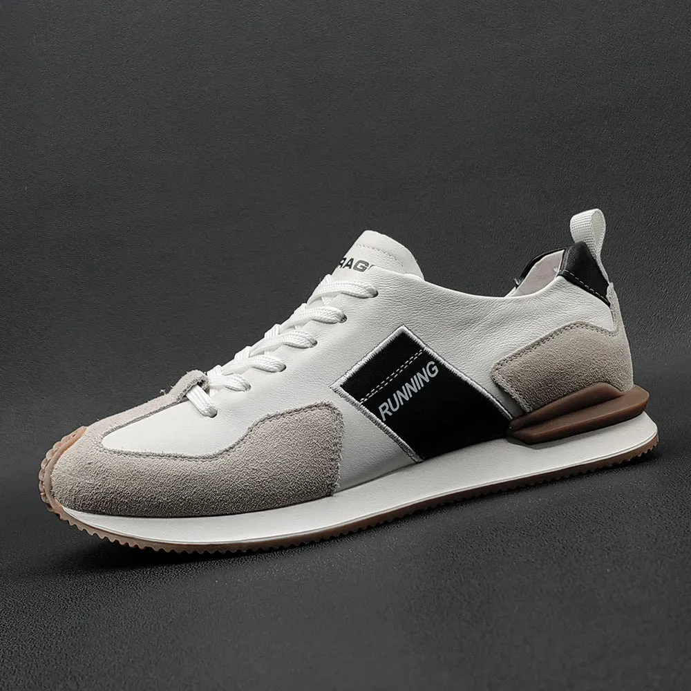 Men Fashion Patchwork Leather Casual Running Shoes