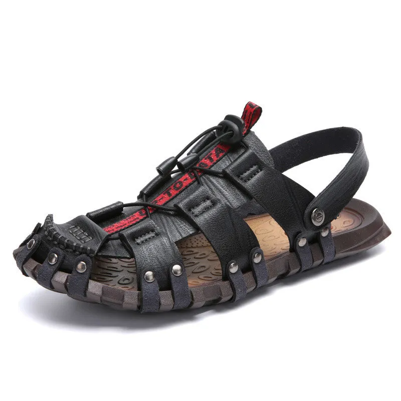 Men Sandals Summer Beach Shoes Fashion Genuine Leather Sandals