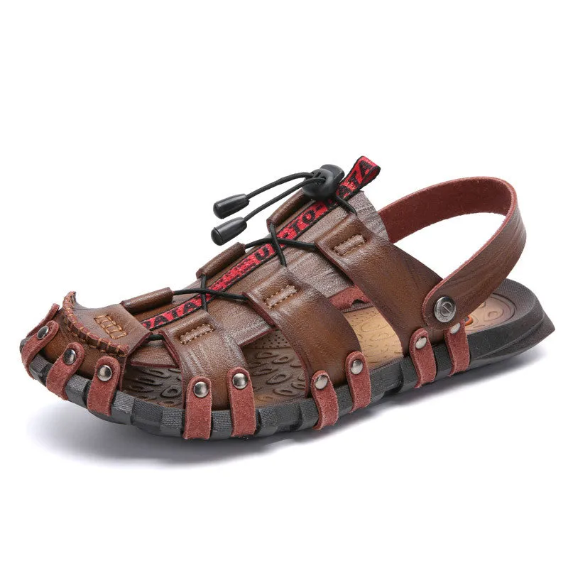 Men Sandals Summer Beach Shoes Fashion Genuine Leather Sandals