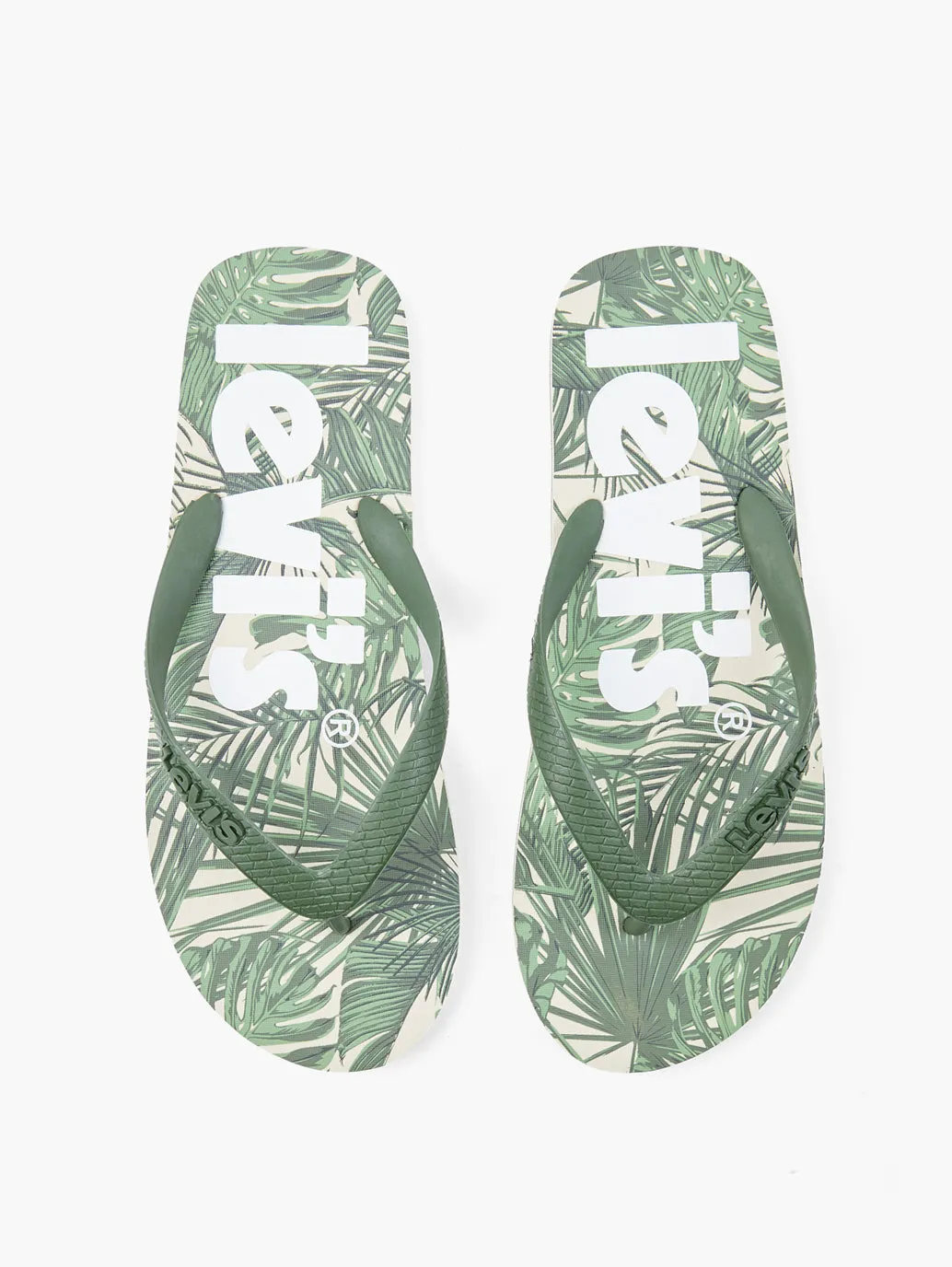 Men's Green Printed Flip-Flops