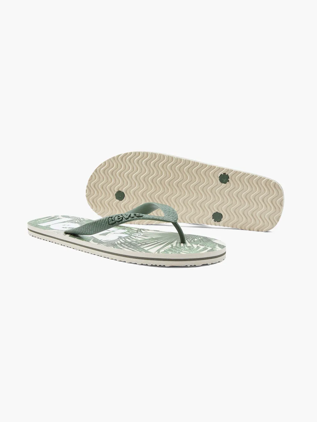 Men's Green Printed Flip-Flops