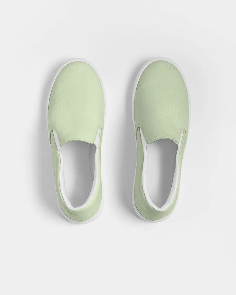 Pale Pastel Warm Green Slip-On Canvas Sneakers | Women's | Bright Pale Pastel Warm Green | C15M0Y30K0