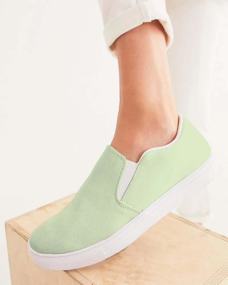 Pale Pastel Warm Green Slip-On Canvas Sneakers | Women's | Bright Pale Pastel Warm Green | C15M0Y30K0