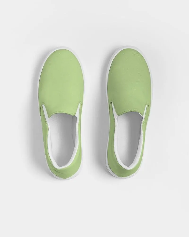 Pastel Warm Green Slip-On Canvas Sneakers | Women's | Bright Pastel Warm Green | C30M0Y60K0