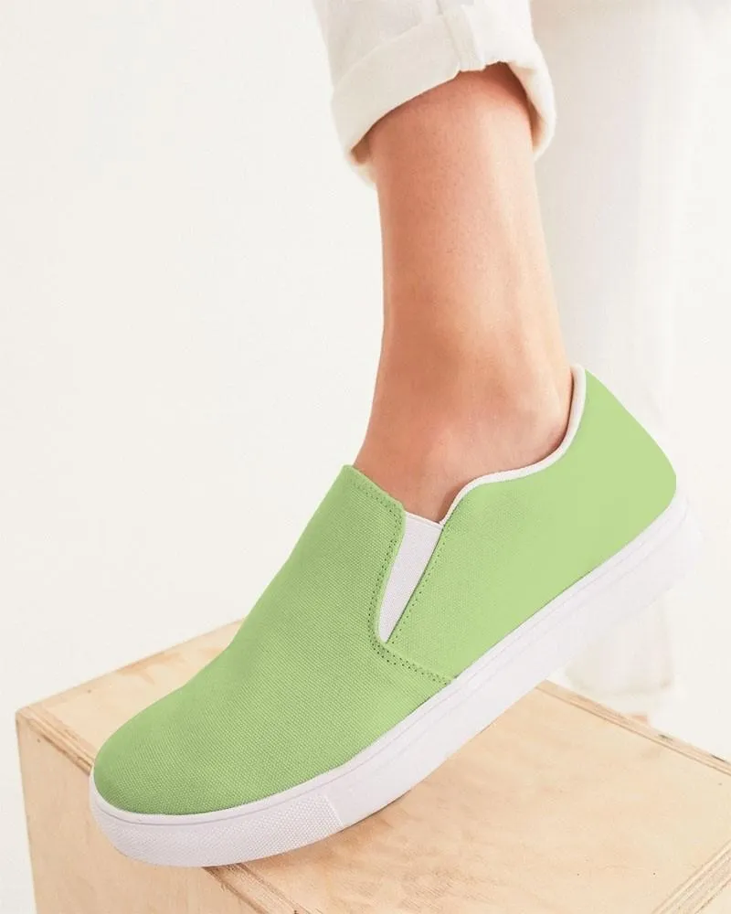 Pastel Warm Green Slip-On Canvas Sneakers | Women's | Bright Pastel Warm Green | C30M0Y60K0