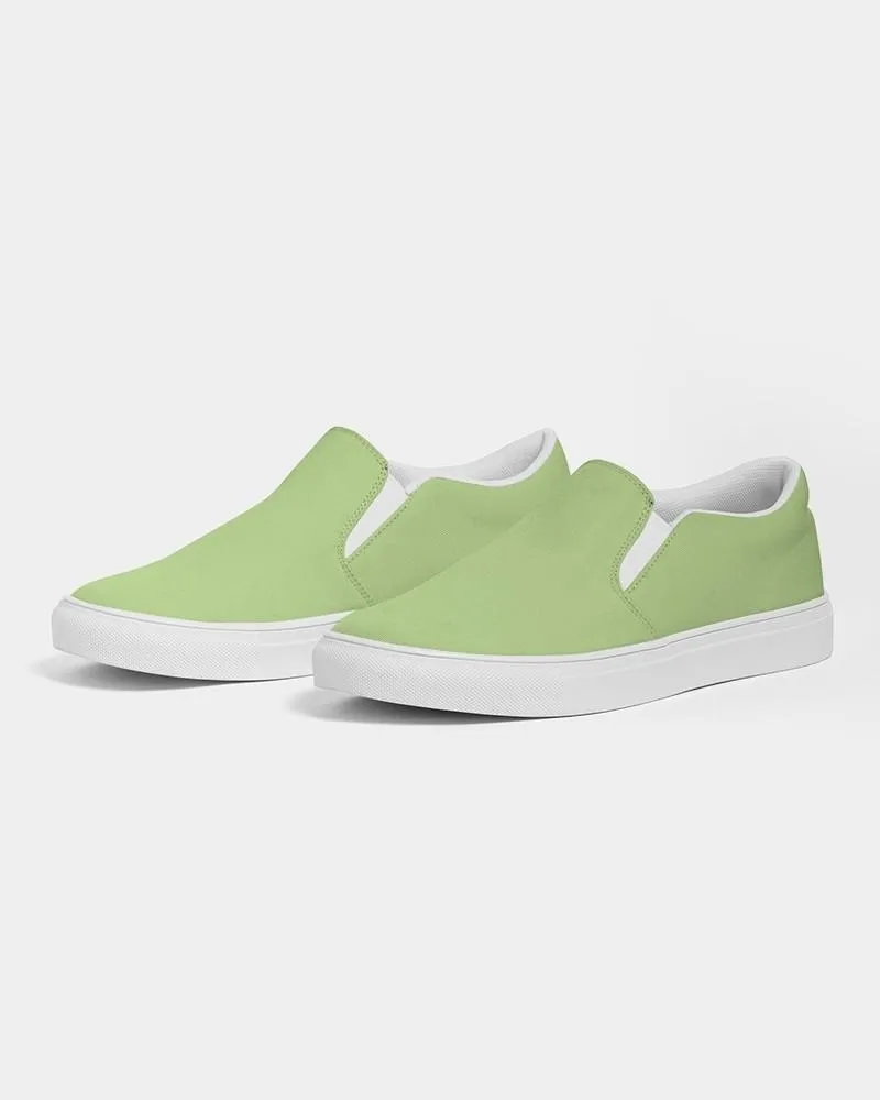 Pastel Warm Green Slip-On Canvas Sneakers | Women's | Bright Pastel Warm Green | C30M0Y60K0