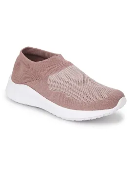 Peach Knitted Slip On Sneakers