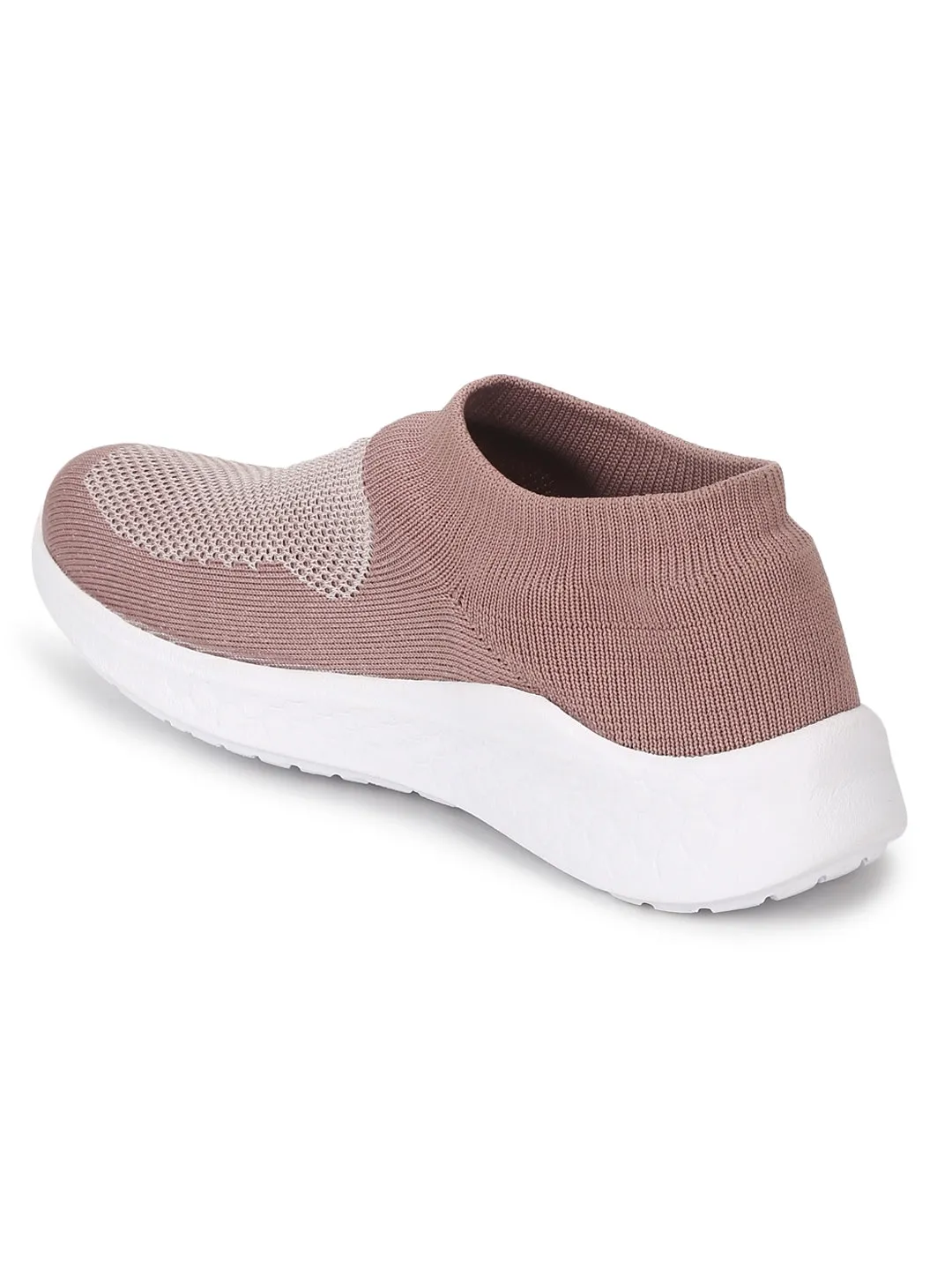 Peach Knitted Slip On Sneakers