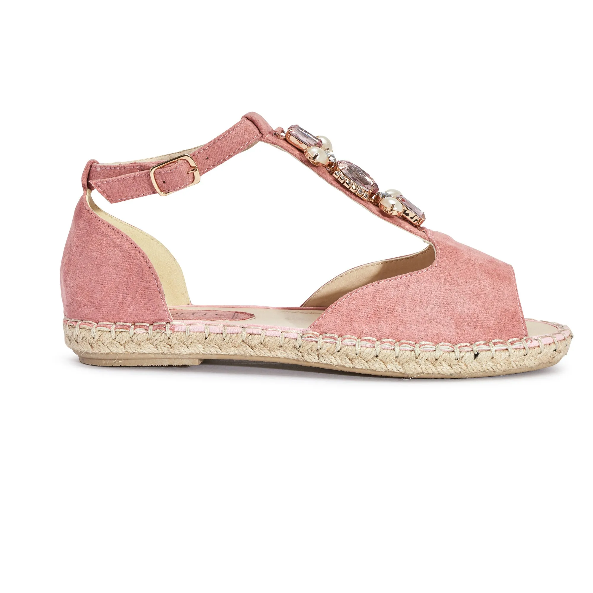 Pink Jewelled Flat Sandal