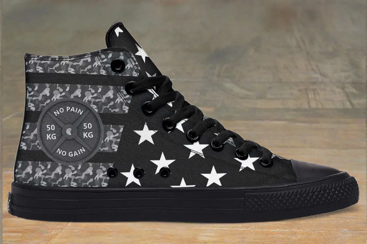 RAAD™ - High-Top Canvas Sneaker - Black Flag Canvas/Black Rubber Sole