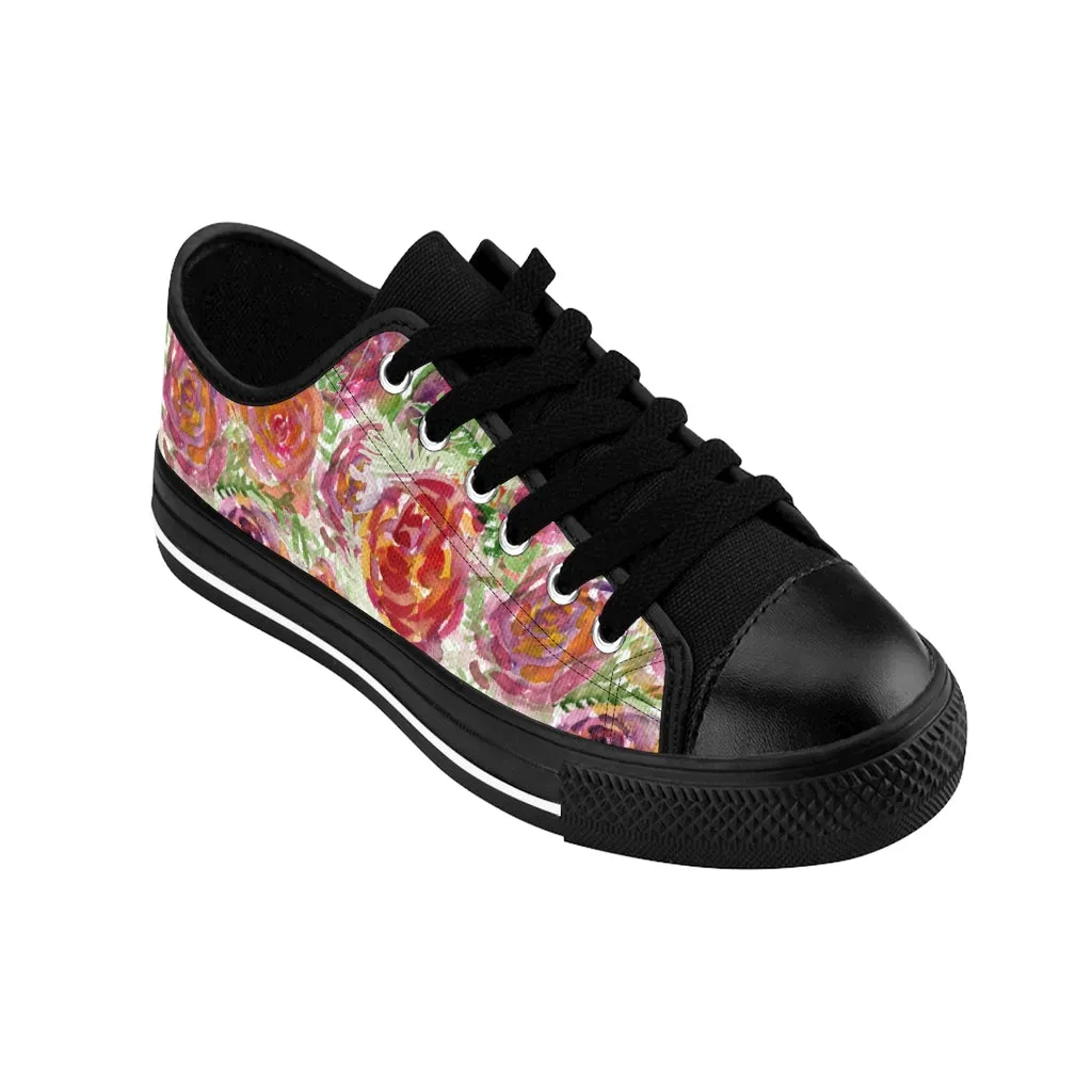 Red Floral Roses Women's Sneakers, Floral Rose Print Best Tennis Casual Shoes For Women (US Size: 6-12)