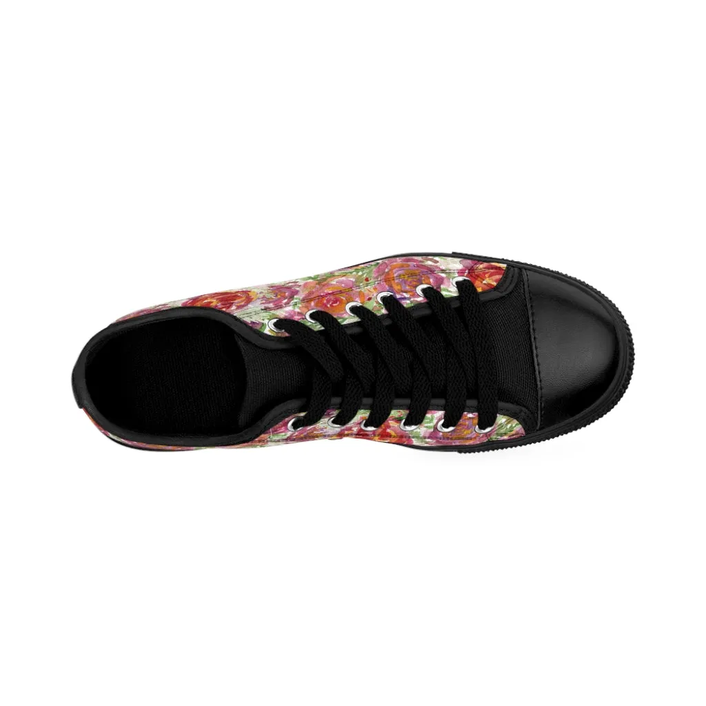 Red Floral Roses Women's Sneakers, Floral Rose Print Best Tennis Casual Shoes For Women (US Size: 6-12)