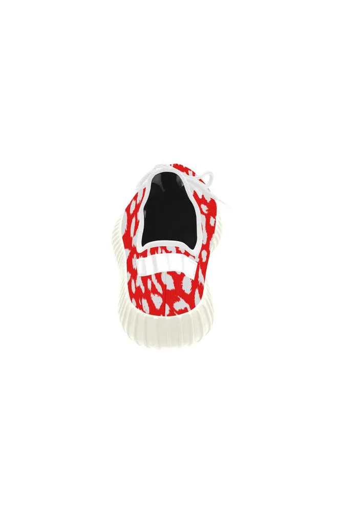 Red Leopard Print Grus Women's Breathable Woven Running Shoes