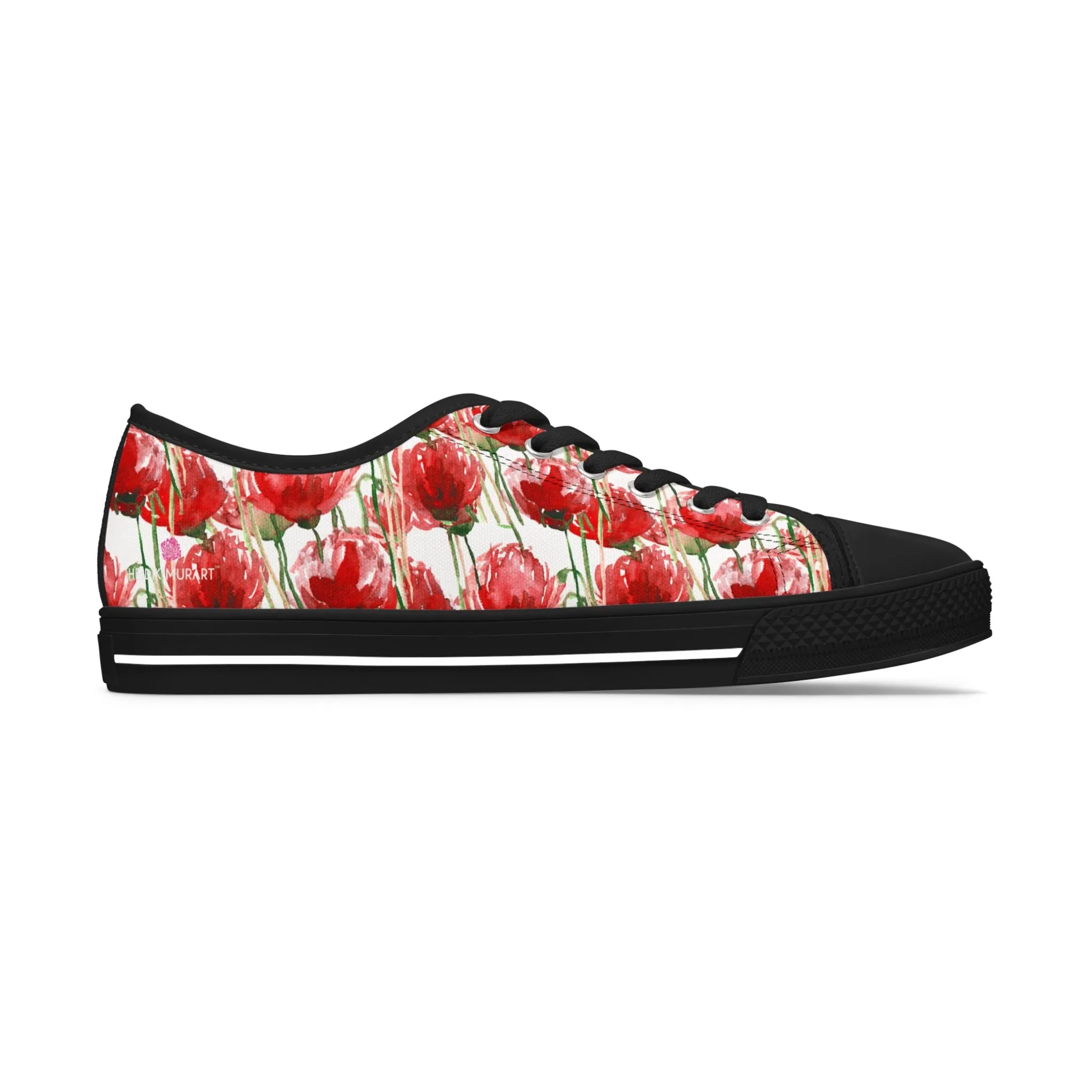 Red Tulips Floral Women's Sneakers, Floral Print Best Canvas Fashion Low Top Sneakers (US Size: 5.5-12)