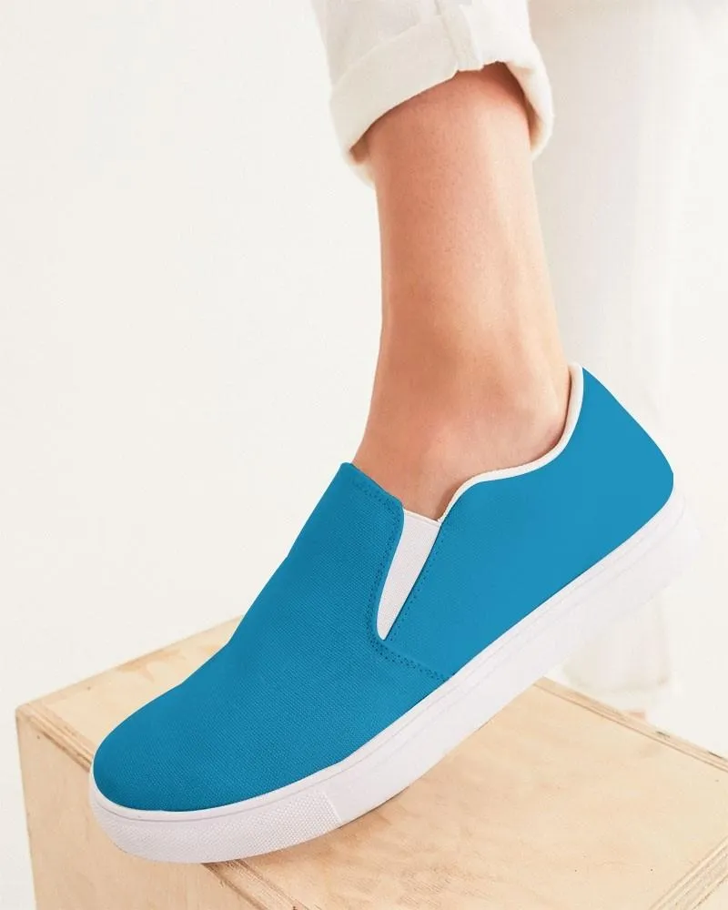 Shaded Cyan Slip-On Canvas Sneakers | Women's | C100M0Y0K30