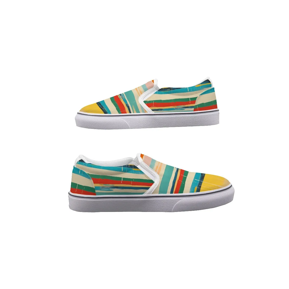 So#30 Men's Slip On Sneakers stripe pattern