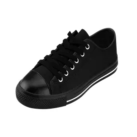 Solid Black Color Women's Sneakers, Solid Black Color Best Designer Low Top Running Tennis Shoes (US Size: 6-12)