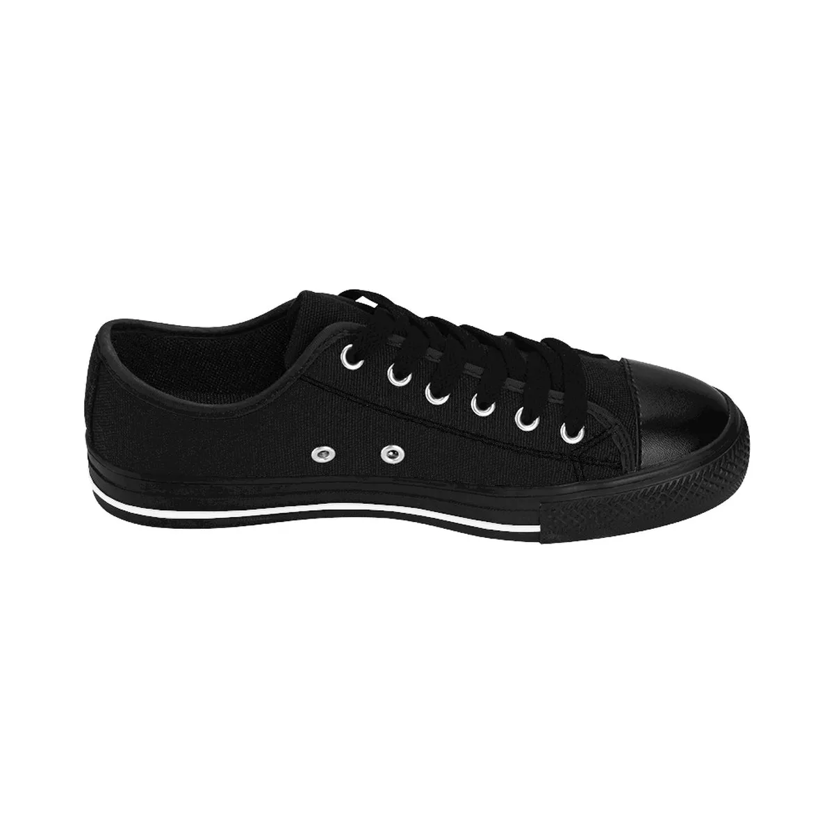 Solid Black Color Women's Sneakers, Solid Black Color Best Designer Low Top Running Tennis Shoes (US Size: 6-12)