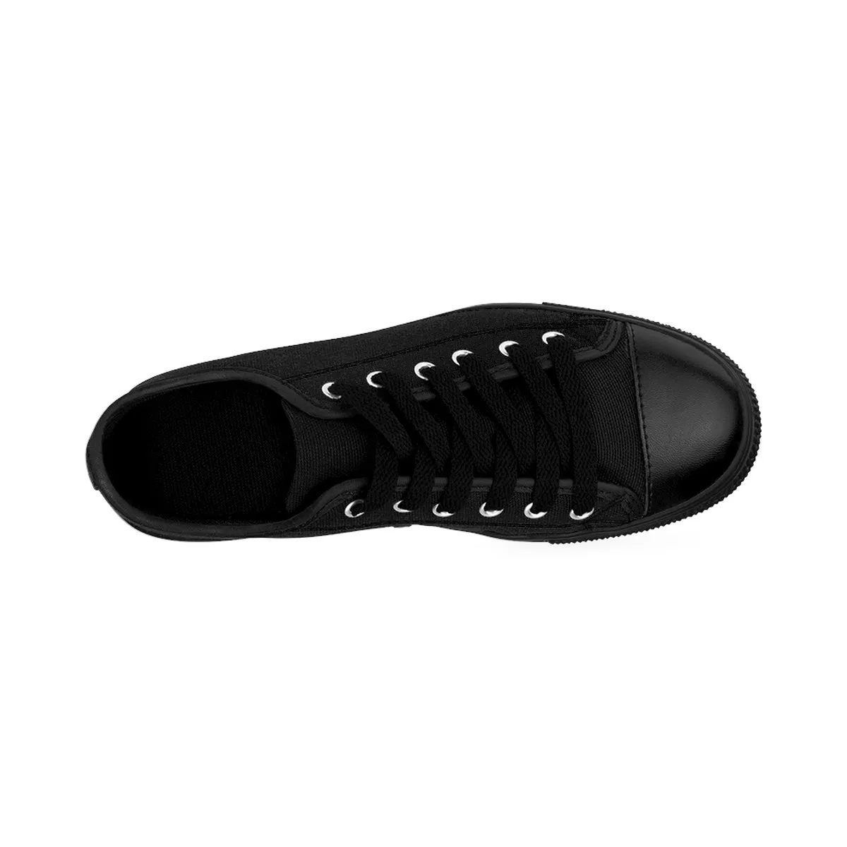 Solid Black Color Women's Sneakers, Solid Black Color Best Designer Low Top Running Tennis Shoes (US Size: 6-12)