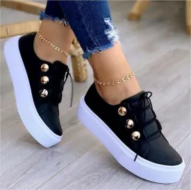 Trendy Lace-Up Soft Flat Bottom Sneakers